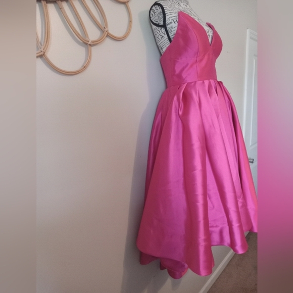 Anthropologie Hutch Sabrina Strapless V-Neck Pleated High-Low Gown Pink Size 4 - Picture 11 of 16